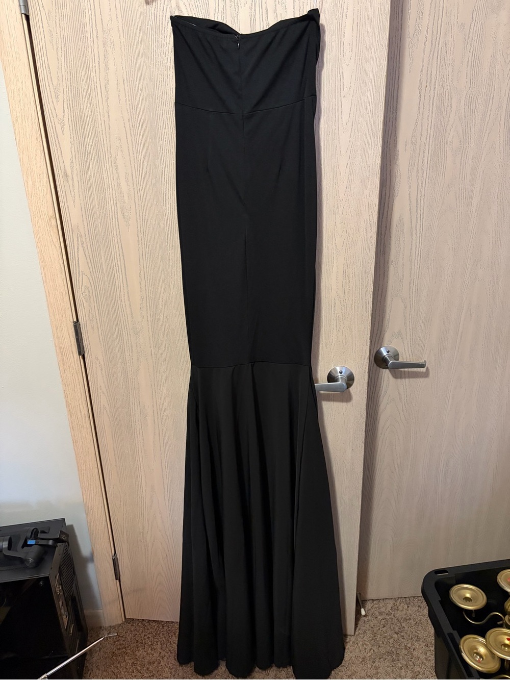 Miss Ord Black Strapless Mermaid Sleek Evening Gown - Picture 3 of 6